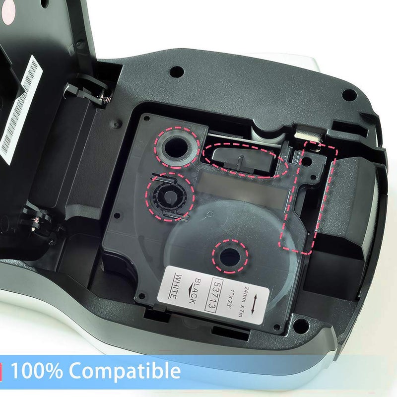 GREENARK Compatible for DYMO Standard D1 53713 Labeling Tapes  Black on White Label Tape  1 Inch(24mm) x 23 Feet  for DYMO LabelManager and LabelWriter Duo Label Makers  5 Cartridges 53713 Label Tapes - Image 3